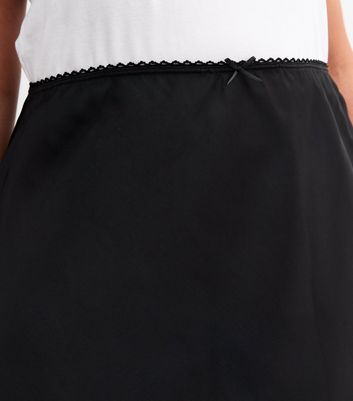 Curves Black Satin Mini Skirt New Look