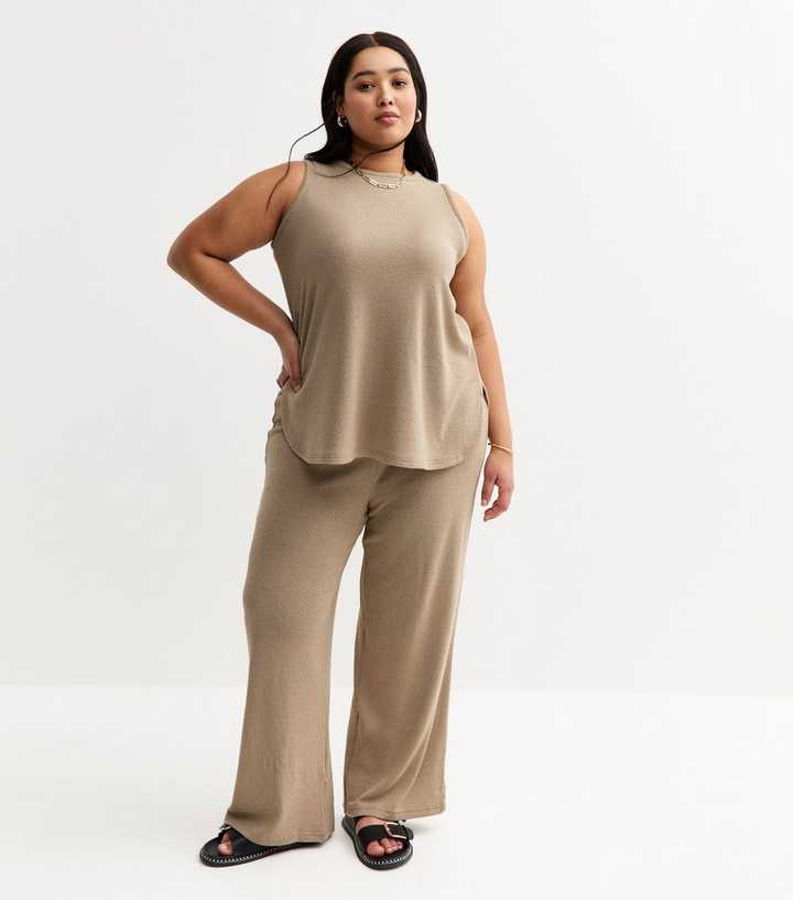 Curves Mink Soft Touch Wide Leg Trousers
