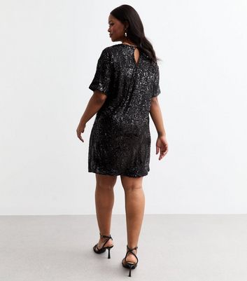 Black Sequin Dress Black Shirt Dress New Look Curves Black