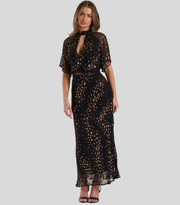 Finding Friday Black Metallic Heart Crepe Maxi Dress