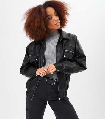 Gini London Black Leather Look Jacket 