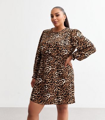Lucie Brown Leopard Knit Mini Dress