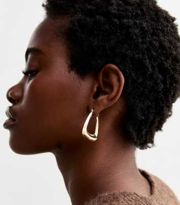 Gold Tone Triangle Hoop Earrings 