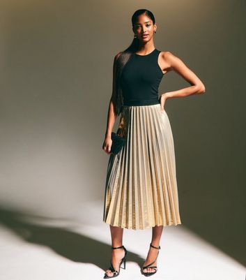 Gold flared skirt best sale