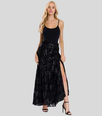 Finding Friday Black Ruffle Detail Maxi Skirt