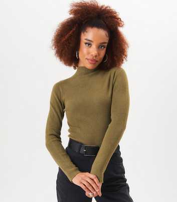 Gini London Olive High Neck Long Sleeve Jumper