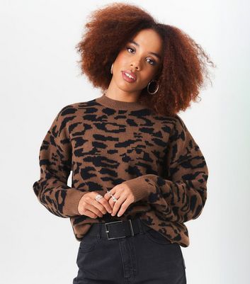 Gini London Brown Animal Print Jumper New Look