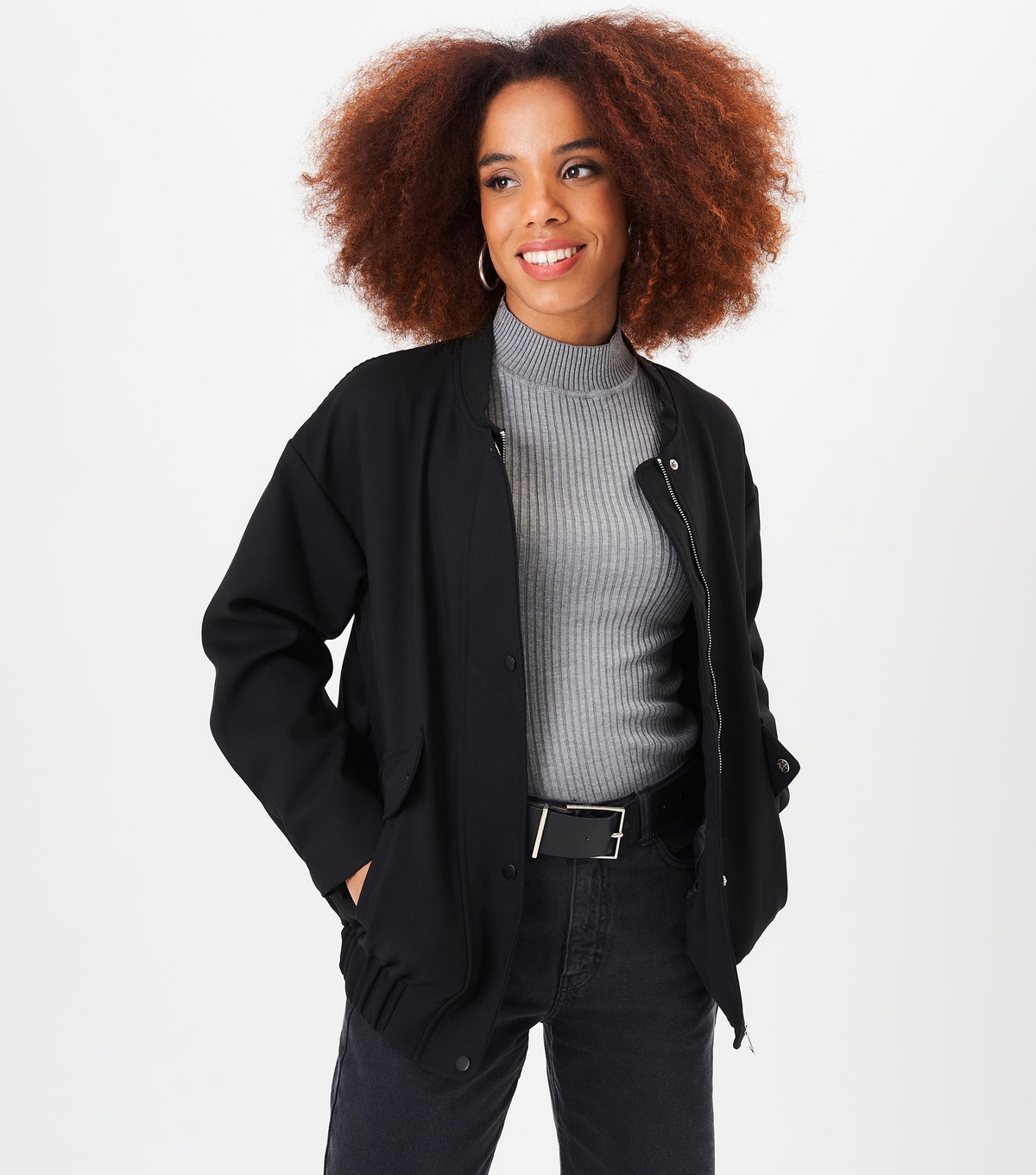 Women's Black Oversized Jacket Gini London New Look