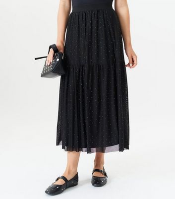 Black embellished midi skirt hotsell