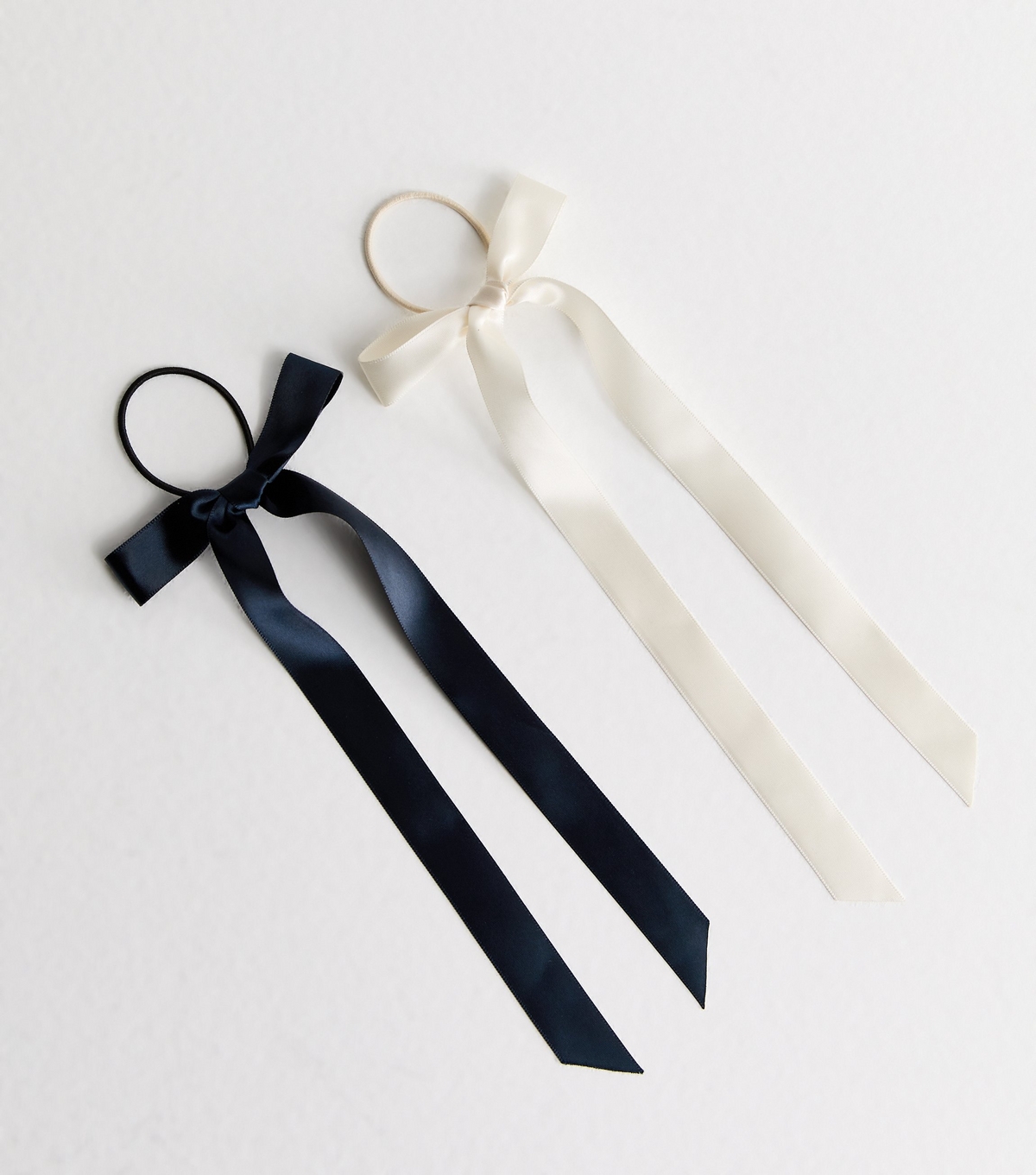 2 Pack of Satin Bow Hair Ties New Look