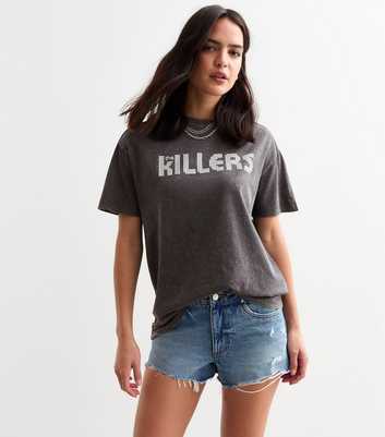 Grey Acid Wash The Killers Oversized T-Shirt 