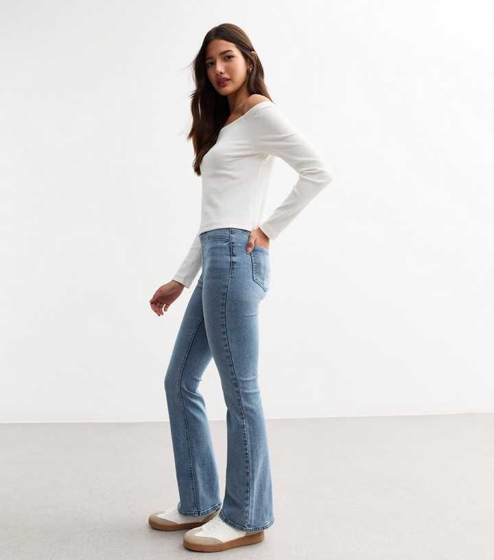 Light Blue Pull On Bootcut Jeggings New Look