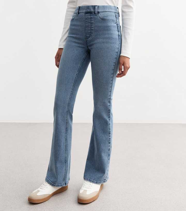 Light Blue Pull On Bootcut Jeggings