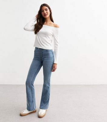 Light Blue Pull On Bootcut Jeans | New Look
