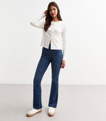 Dark Blue Pull On Bootcut Jeggings