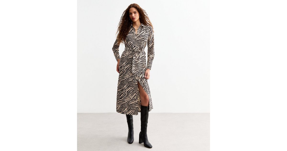 Silver Grey White heir inspiration All-over print long sleeve midi dress main image 0