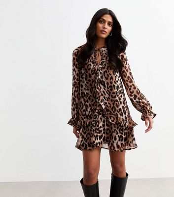 Chiffon leopard dress best sale