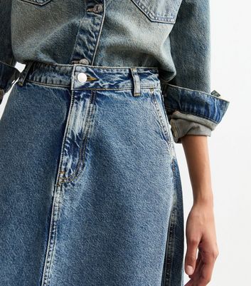 Blue Vintage Tint Midi Denim Skirt | New Look