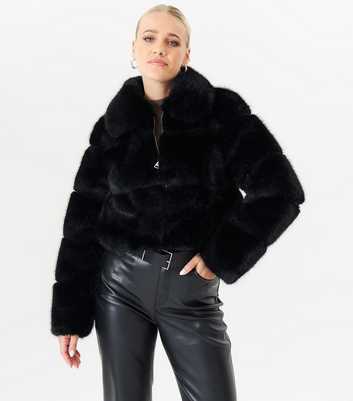 Gini London Cropped Faux Fur Jacket 