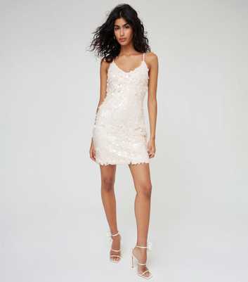 WKNDGIRL Pale Pink Sequin Mini Slip Dress