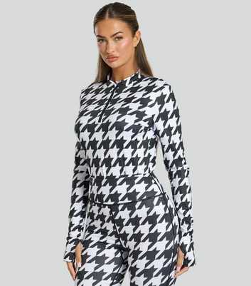 South Beach Black Checked Half Zip Base Layer Top