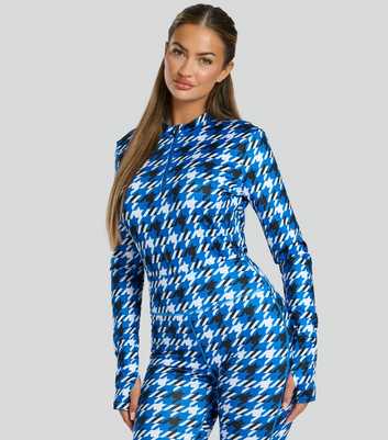 South Beach Blue Checked Long Sleeve Base Layer Top