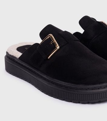 London Rebel Black Suedette Clogs New Look