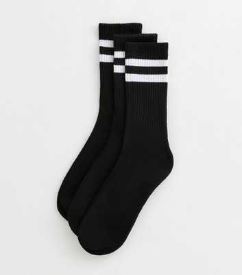 3 Pack Of Black Stripe Socks