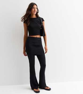 Black Flared Skirt Trousers