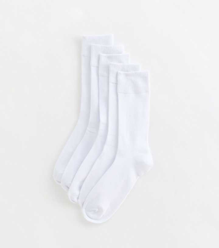 Mens Pack Of 5 White Socks