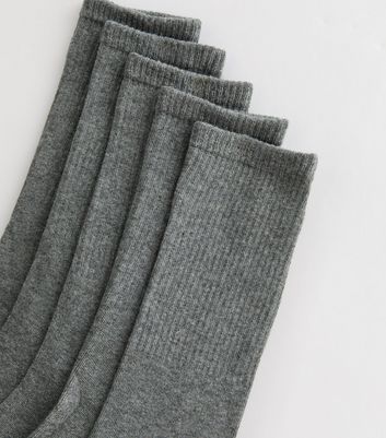 Men's Pack Of 5 Grey Socks New Look