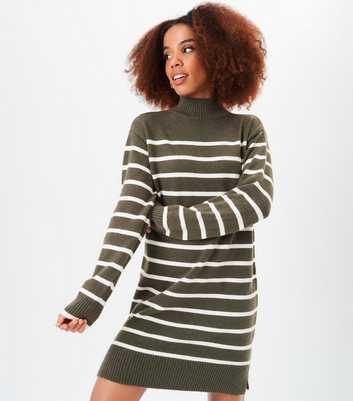 Gini London Green Striped Knit Midi Dress