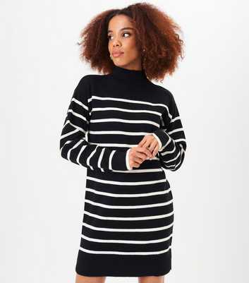 Gini London Black Striped Knit Midi Dress