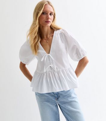 New look white peplum top on sale