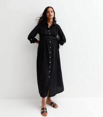 Maternity Black Midi Shirt Dress | New Look