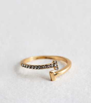 Gold Tone Diamanté Hug Ring