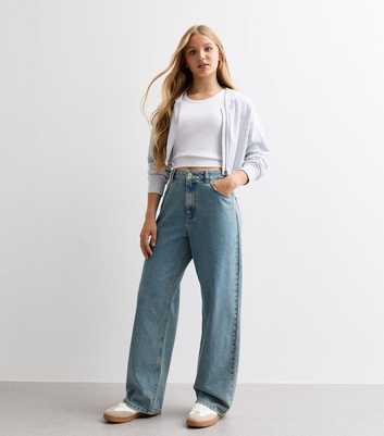 Girls Blue Tinted Wide Leg Jeans