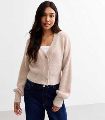 Pink Fluffy Chenille Ribbed Cardigan