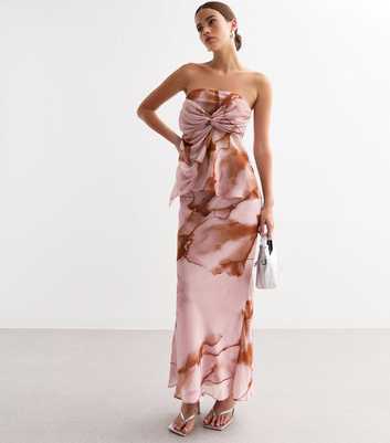 Pink Marble Pattern Layered Maxi Skirt