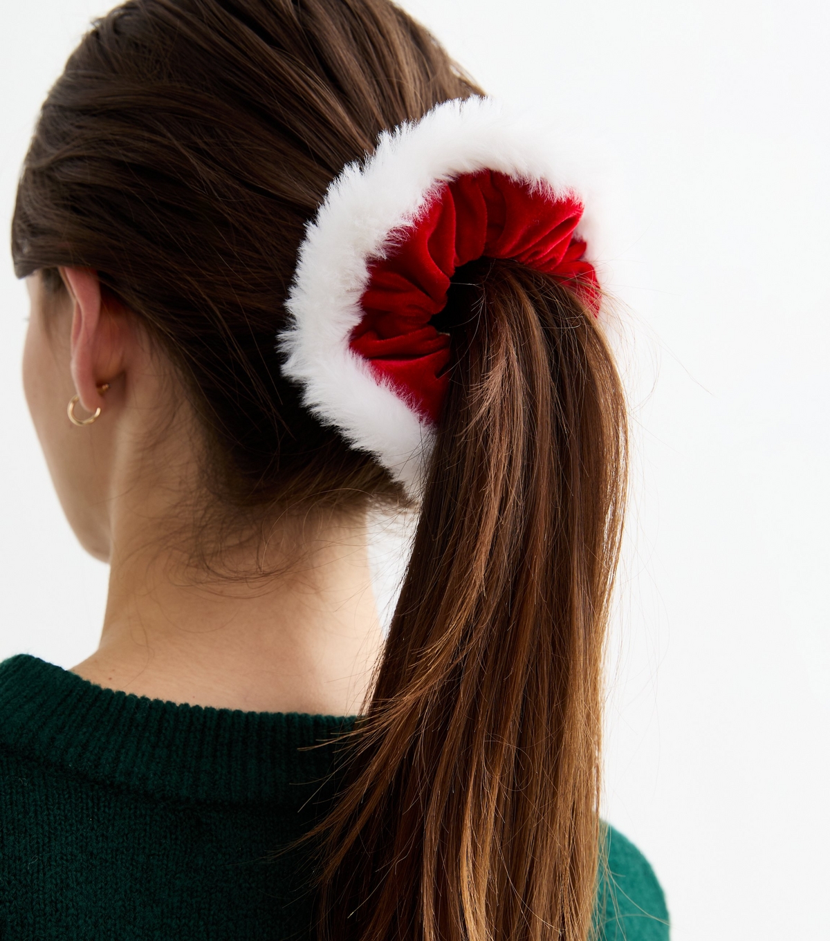 Red Christmas Velvet Santa Hair Scrunchie New Look