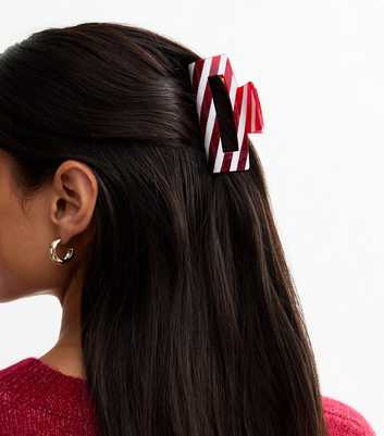 Red Candy Cane Christmas Hair Claw Clip 