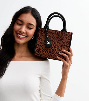 Brown Leopard Print Mini Tote Bag New Look