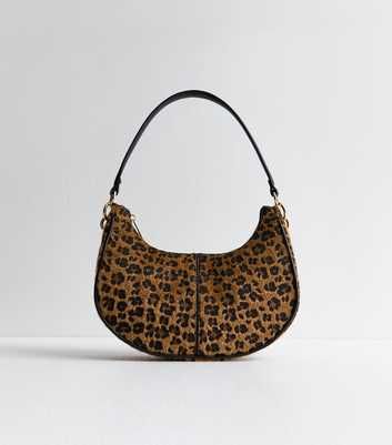 Brown Leopard Print Shoulder Bag 