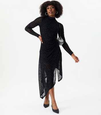 Gini London Black Animal Pattern Mesh Dress