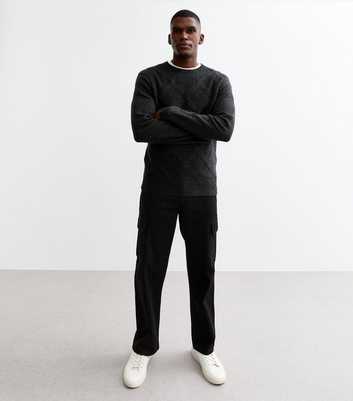 Black Regular Cargo Denim Trousers