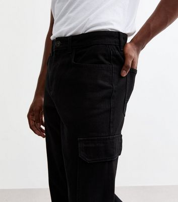 Black Regular Cargo Denim Trousers | New Look