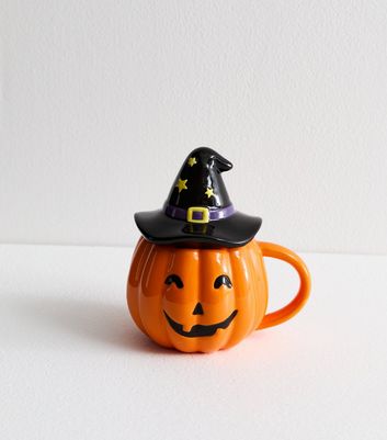 Bright Orange Pumpkin Witch Mug New Look