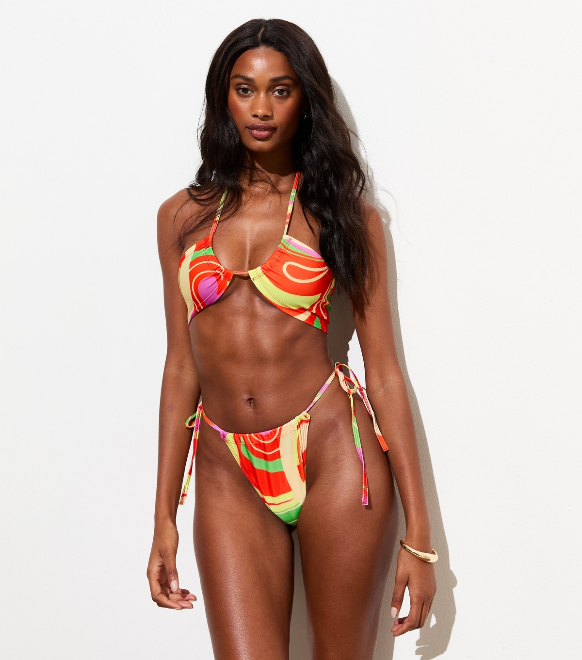 Women's Multicoloured Swirl Print Bikini Top Gini London New Look