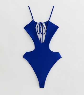Gini London Blue Wrap Plunge Swimsuit