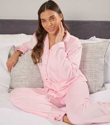 Loungeable Pink Super Soft Velour Pyjama Set